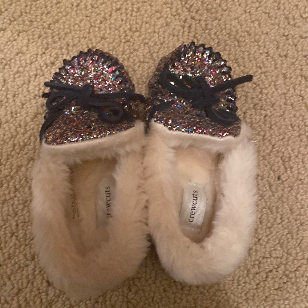 Crewcuts toddler rainbow glitter moccasins nwot